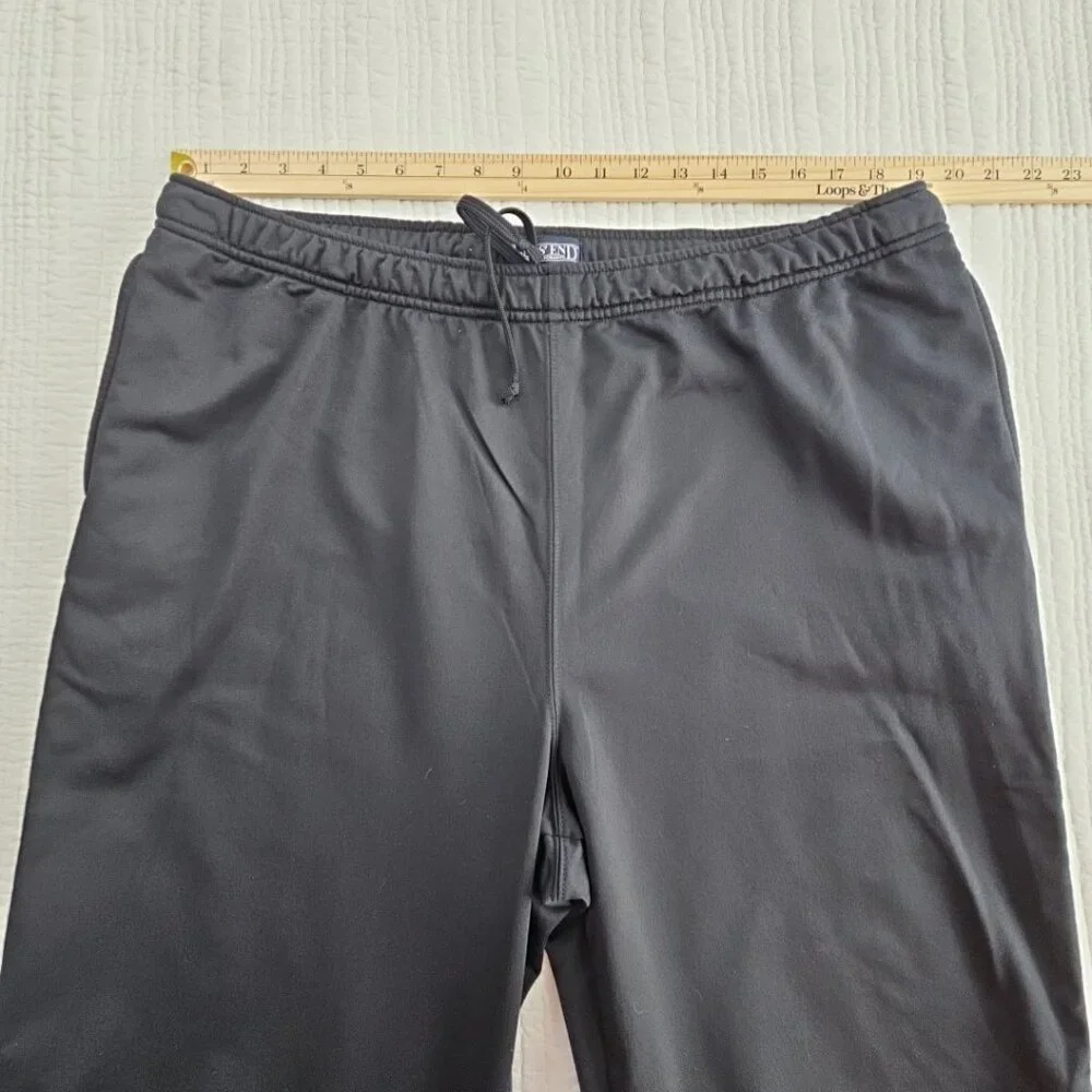Lands' End Double‎ Stripe Jogger Men's XL (40-42) Black Drawstring Elastic Waist